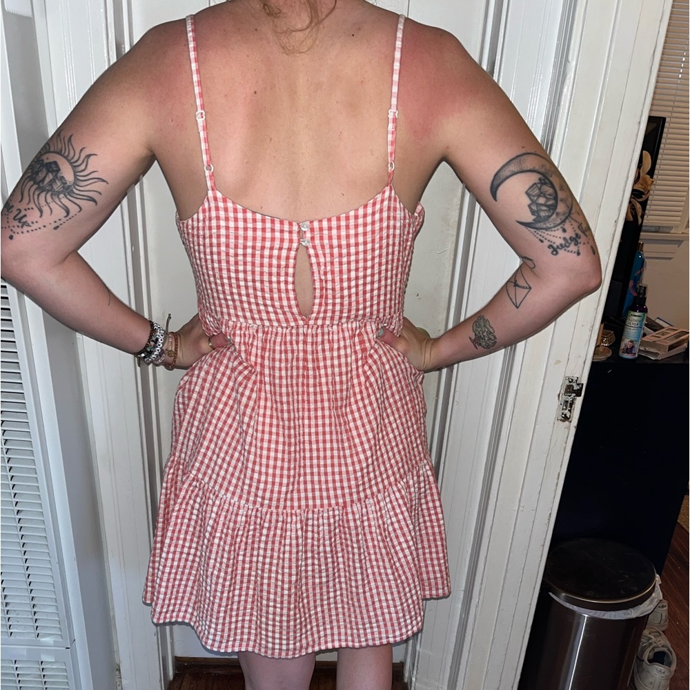Red Gingham Ruffle Dress - Picture 2 of 2